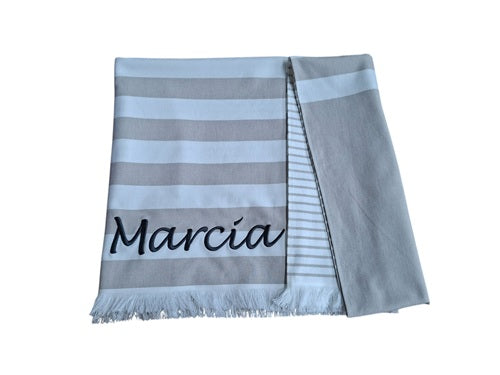 Gestreepte hamamdoek met badstof