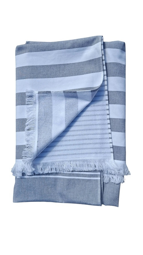 Gestreepte hamamdoek met badstof