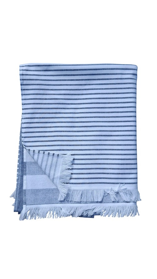 Gestreepte hamamdoek met badstof