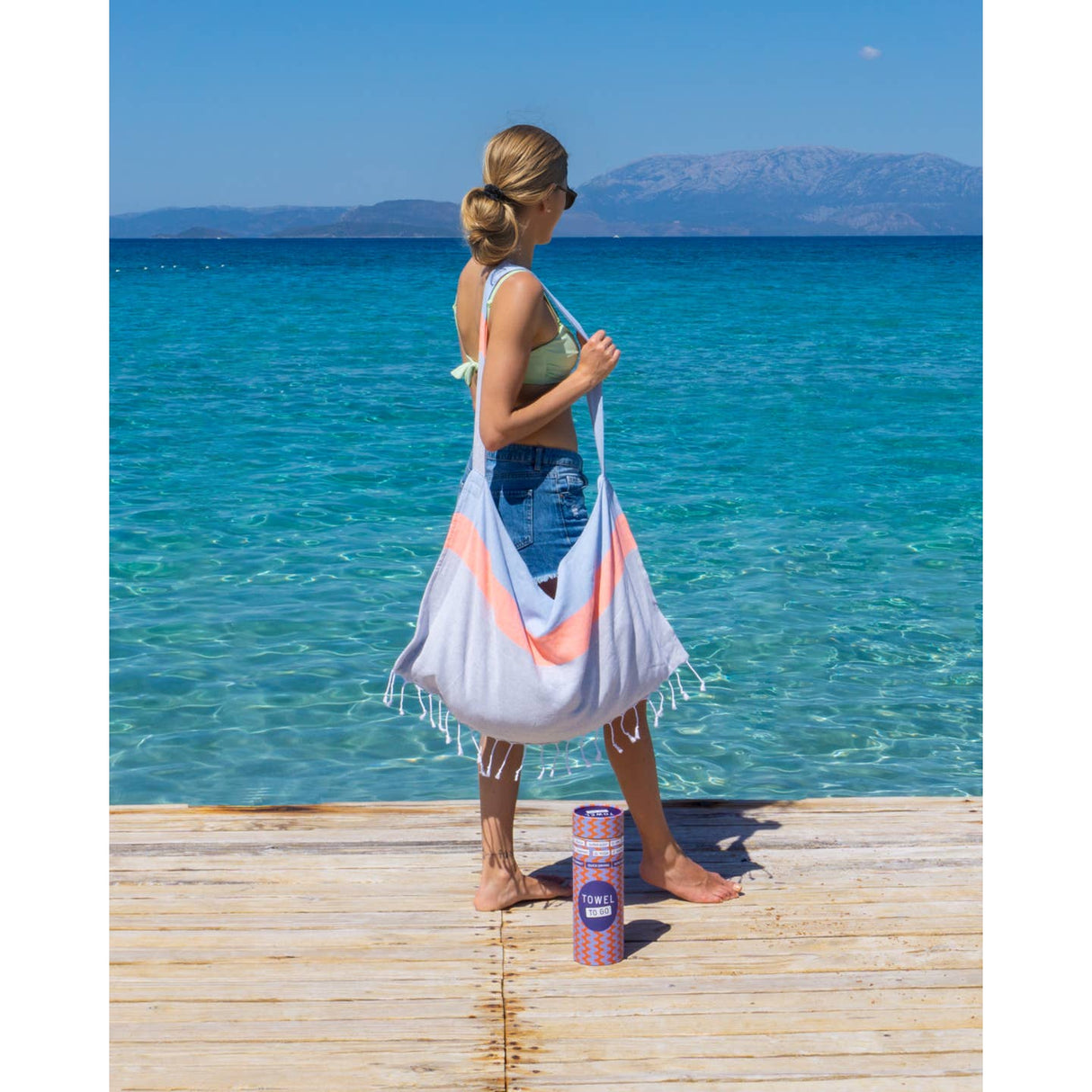 Neon 2-in-1 hamamtas blauw/grijs