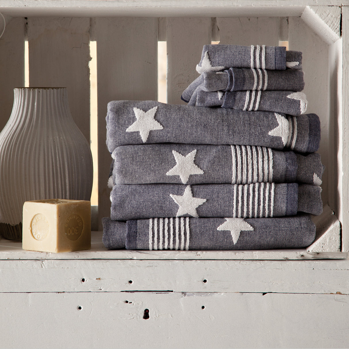 ACTIE - Seahorse Handdoekenset Stardust Donkerblauw