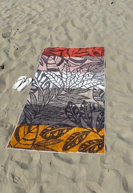 Velours strandhanddoek Leaves