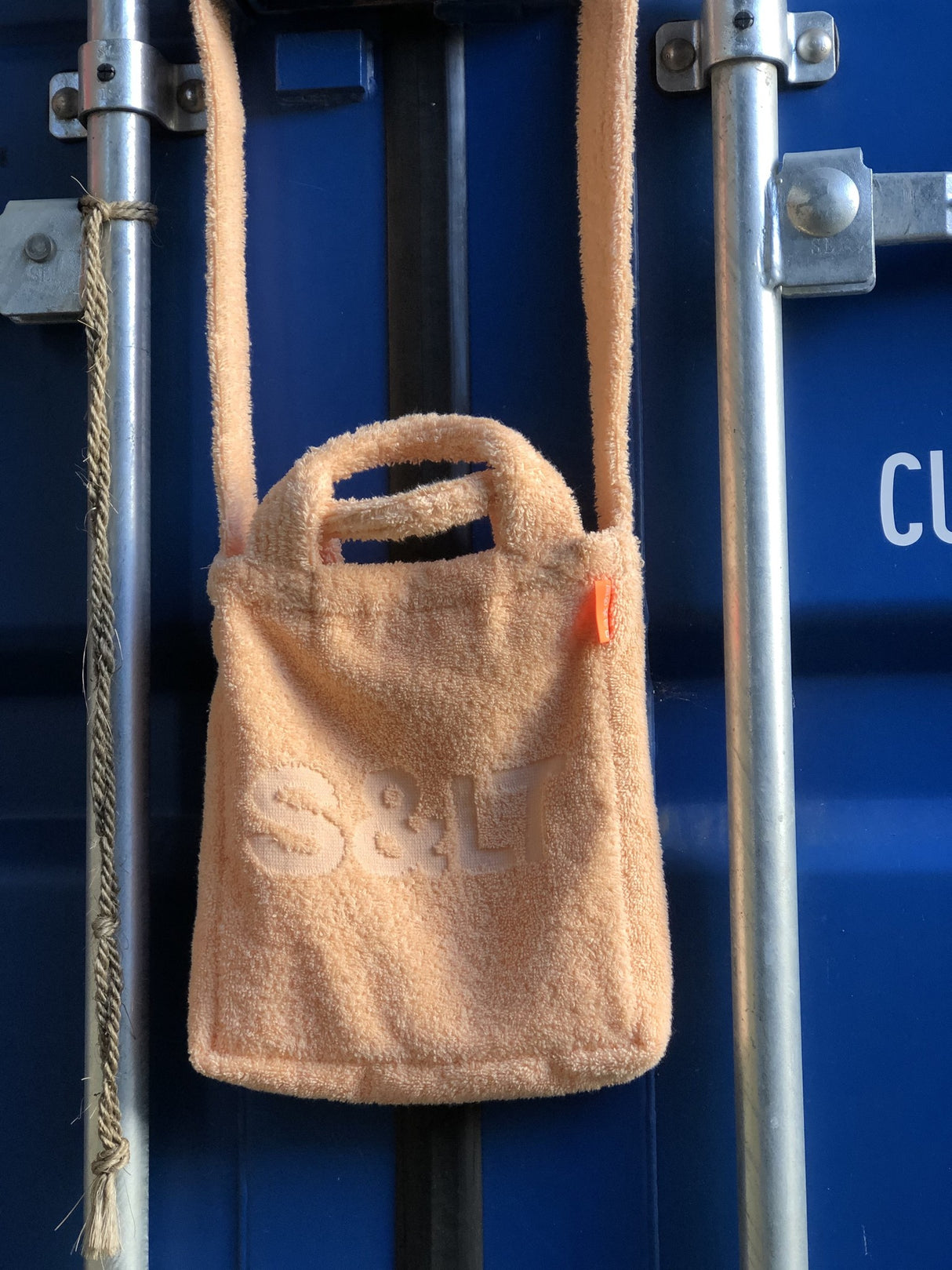 Badstof schoudertas peach