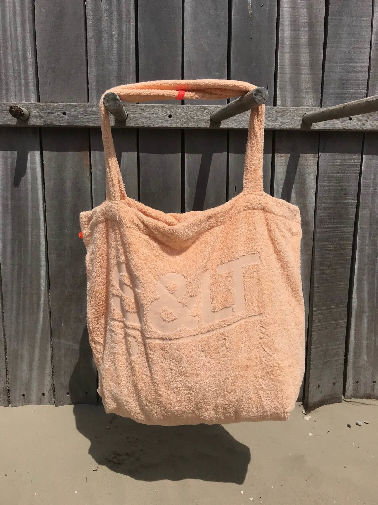 Badstof strandtas peach