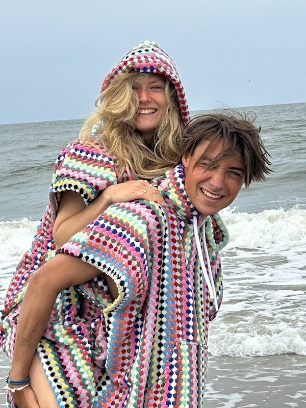Badstof surfponcho met capuchon