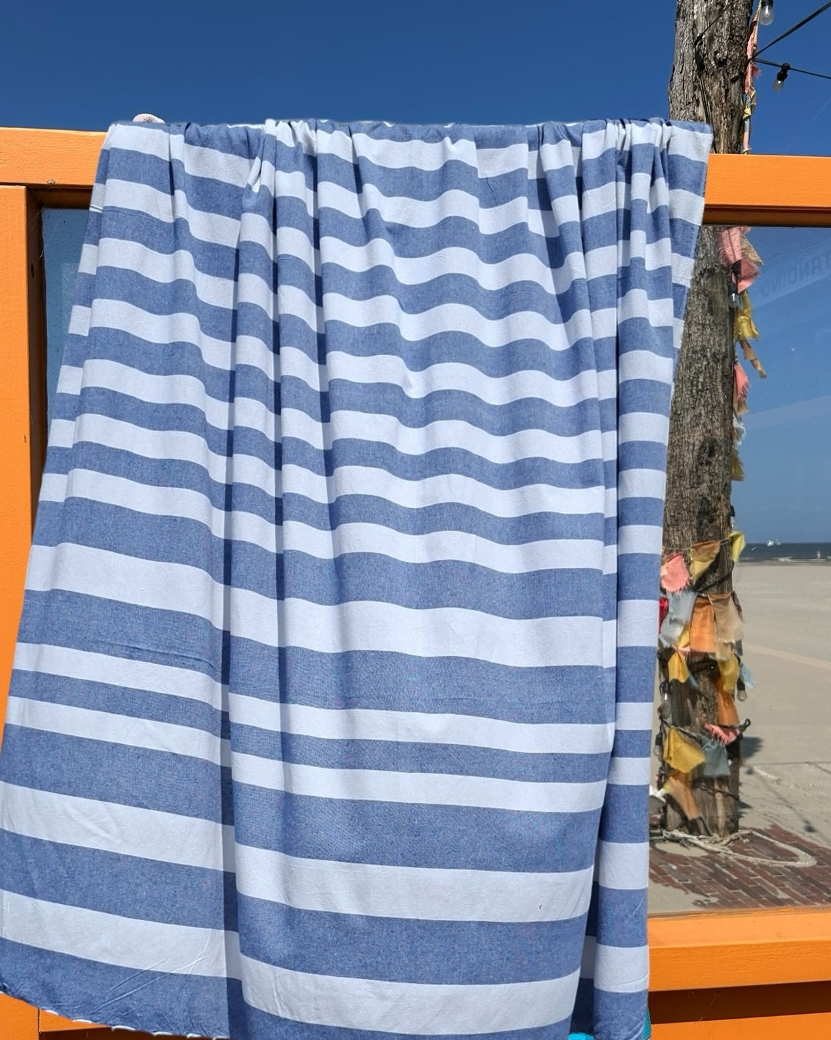 XXL hamamdoek gestreept blauw