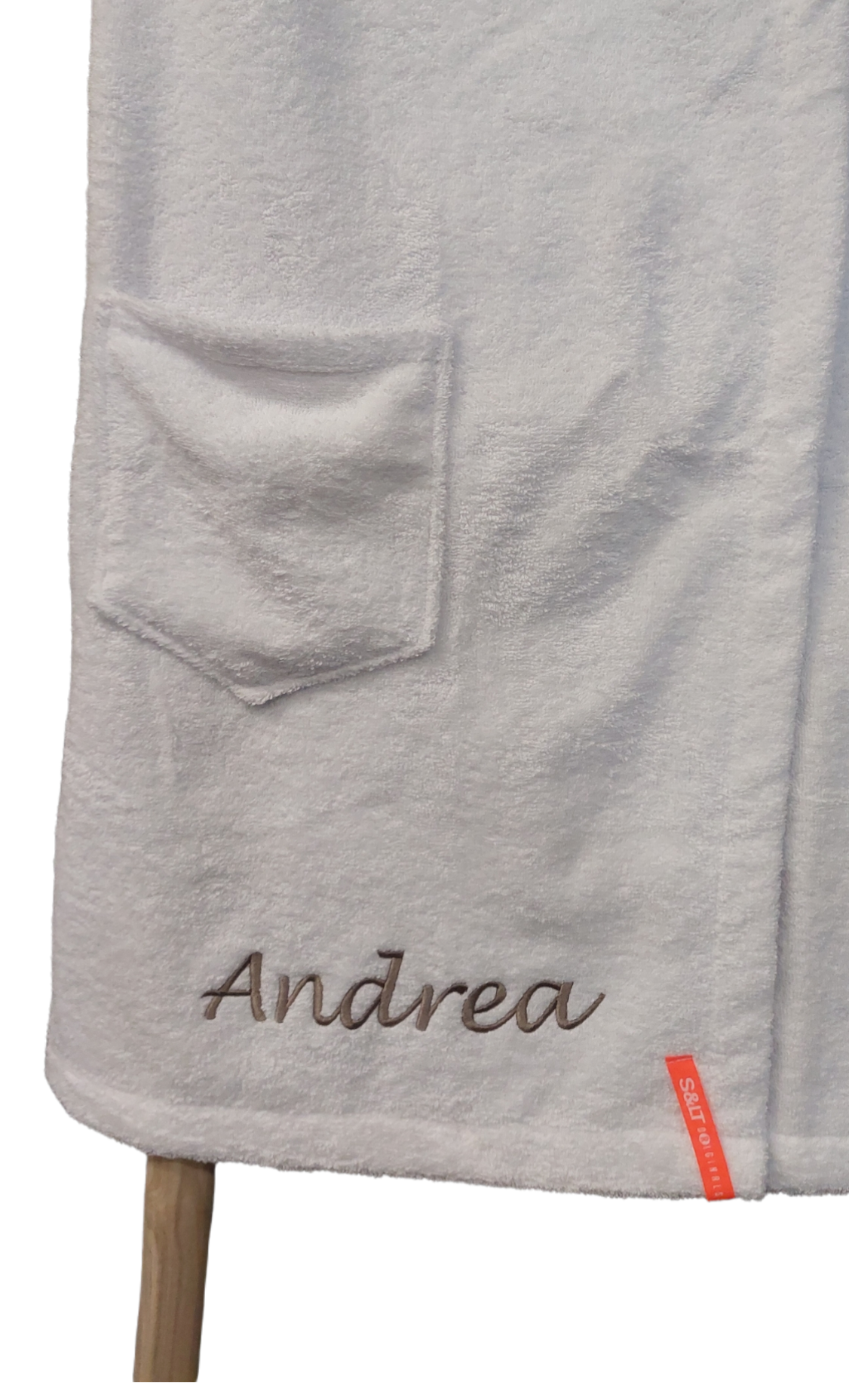 Dames saunakilt met naam wit