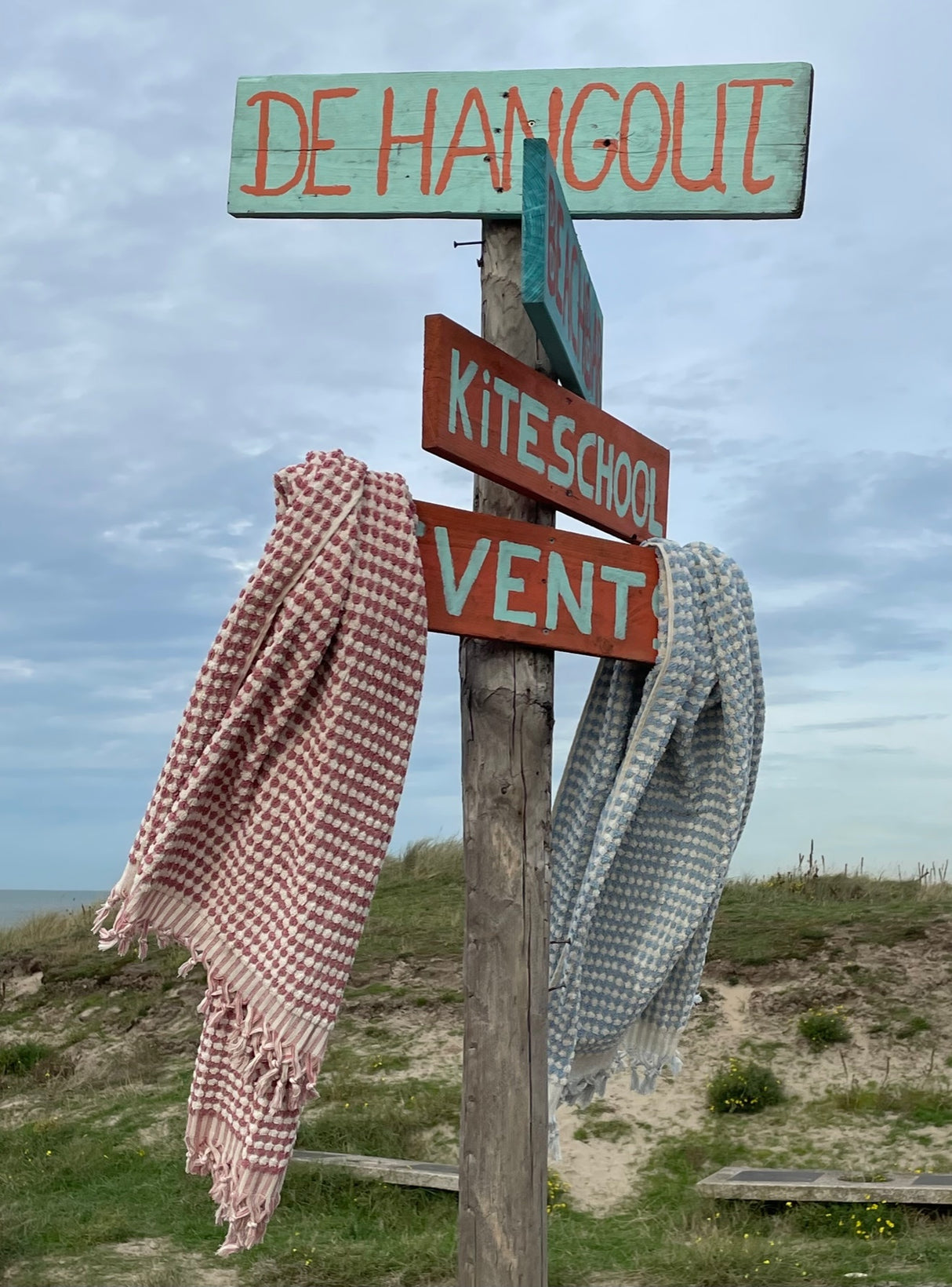 Grote handdoek Pom terra + lichtblauw