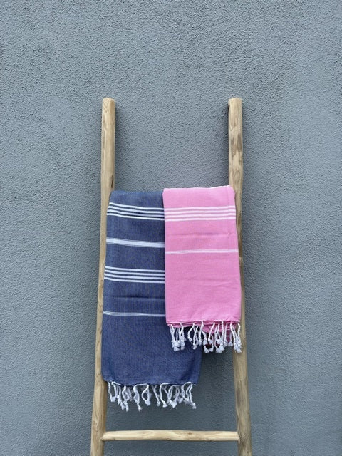 hamamdoek navy en sorbetroze
