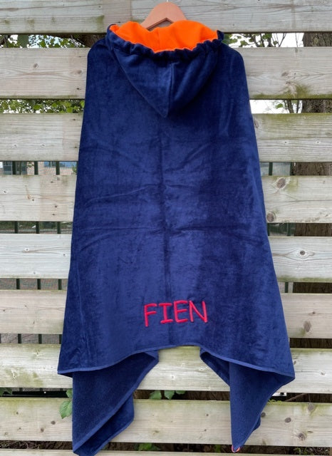 Hoody borduren donkerbaluw:oranje