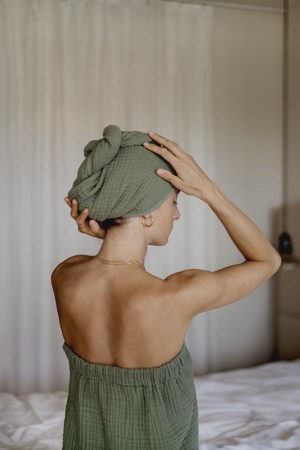 Hydrofiel saunakilt olijfgroen