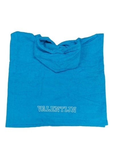 Kinderponcho turquoise met borduring