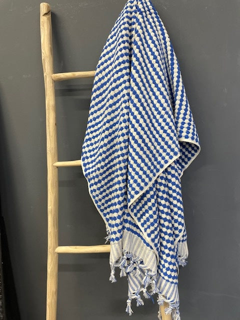 Luxe hamamdoek Pom kobaltblauw