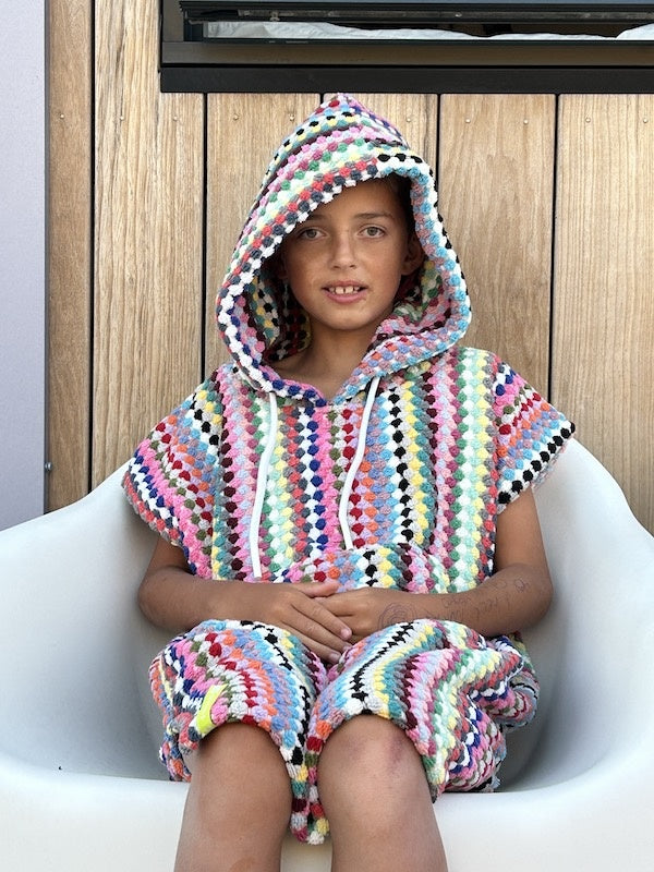 Multicolour kinder surfponcho Pom