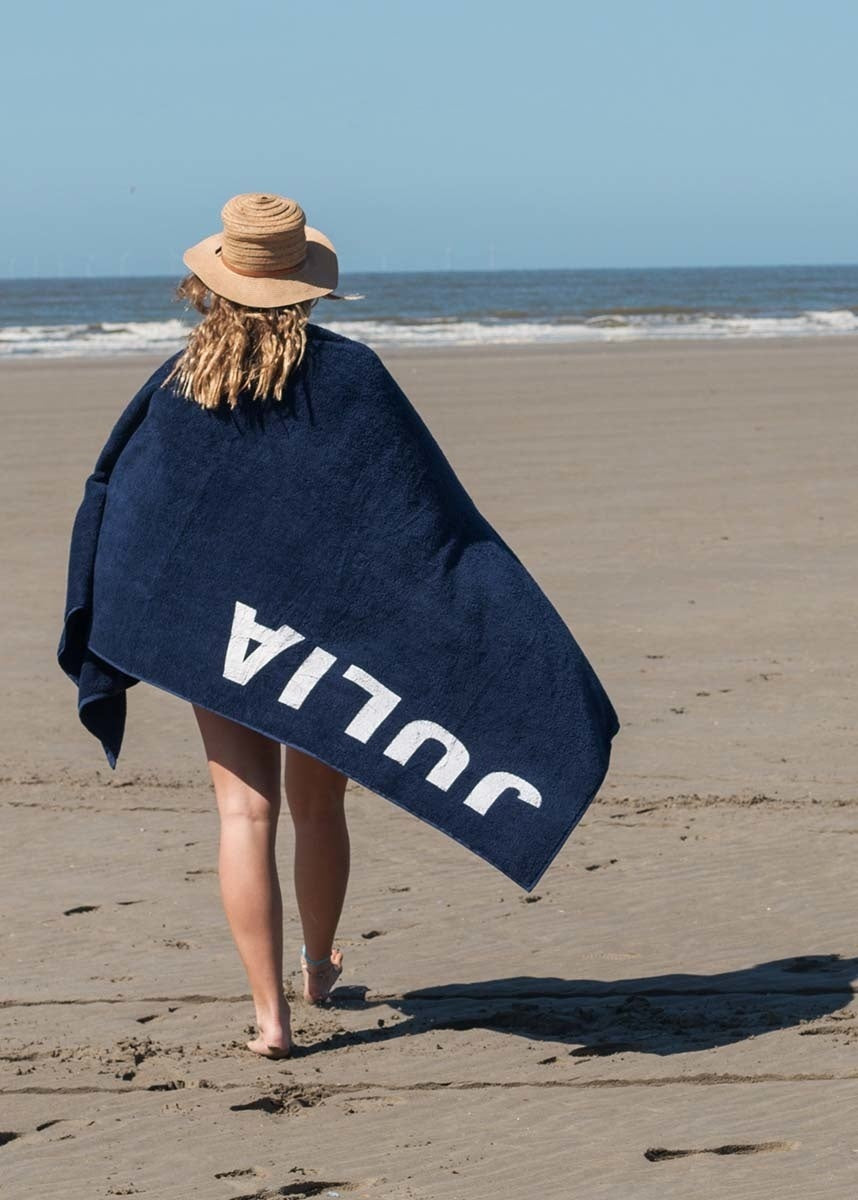 navy-strandlaken-met-print