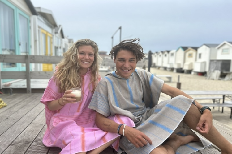 Ottomania omkleed-poncho roze en olijf