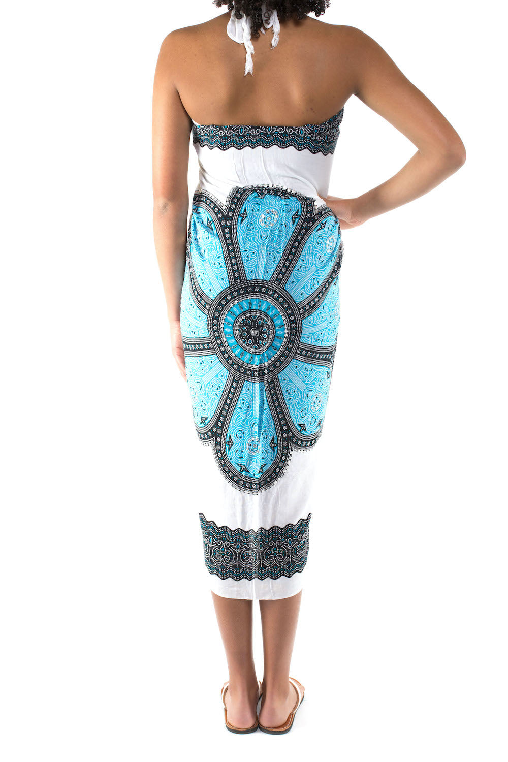 sarong zwart:turquoise