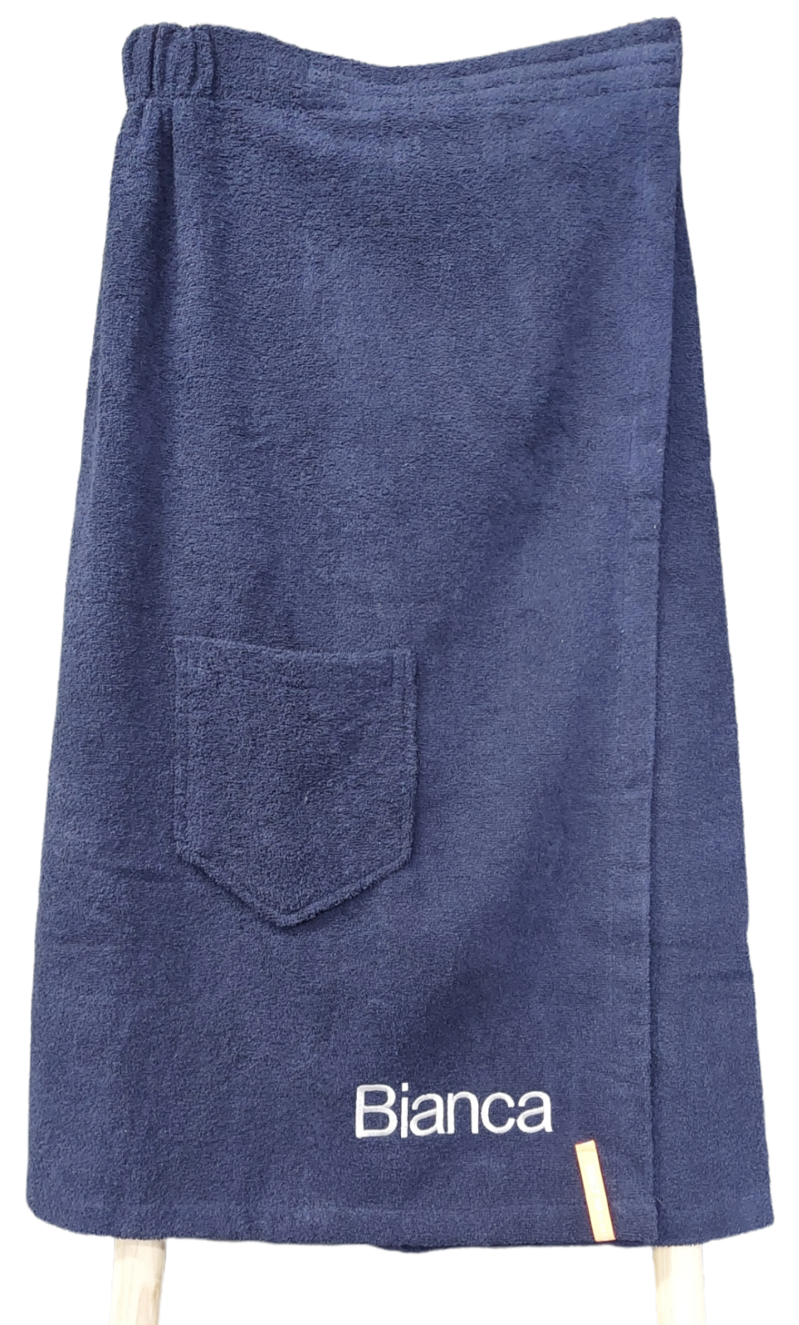 Saunakilt dames met borduring navy