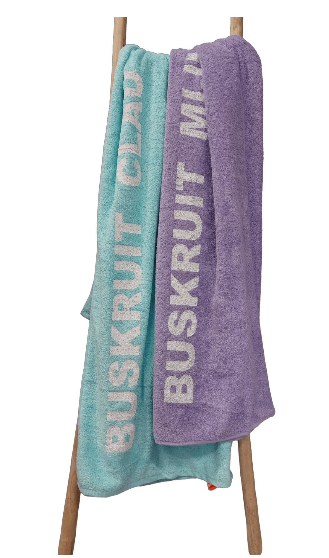 Strandlaken badstof met print lila en mint