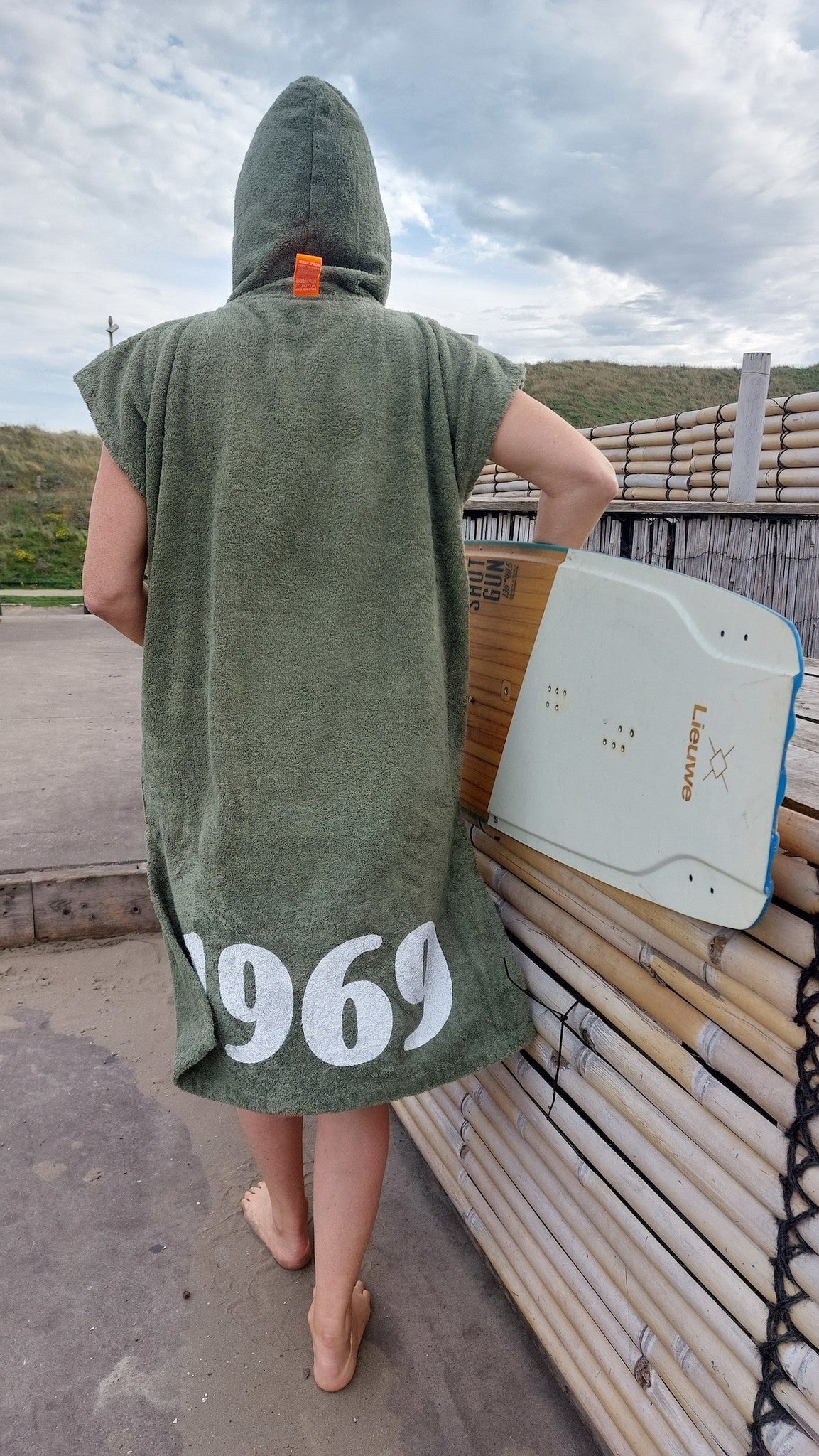 Surfponcho printen olijfgroen