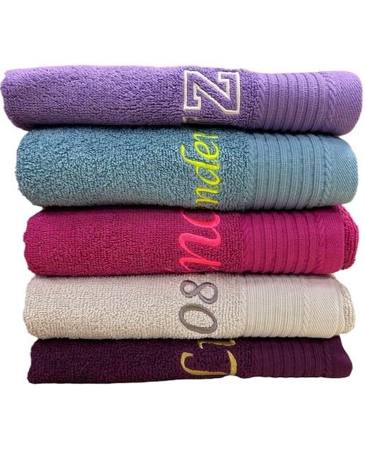 The One towelling handdoek borduren