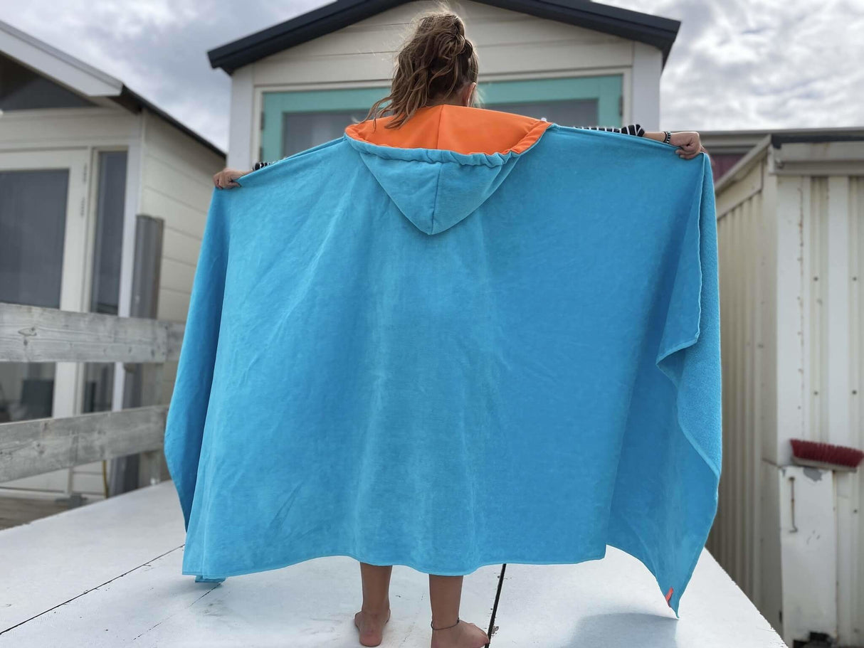 Turquoise-oranje hoody