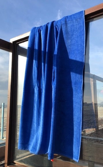 Velours strandlaken kobaltblauw