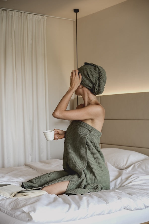 Vossen Sauna set olijfgroen