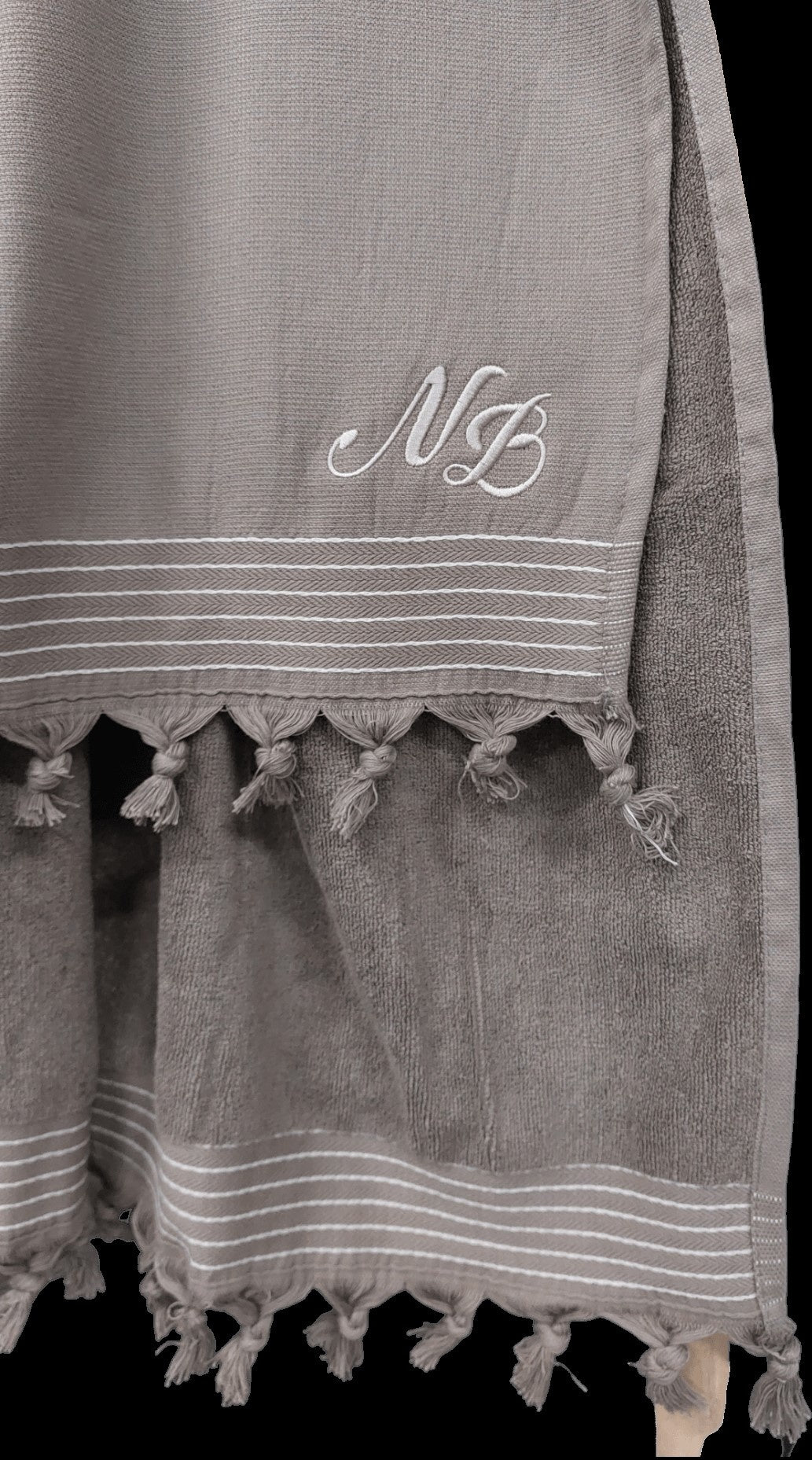 Walra hamamdoek met initialen taupe