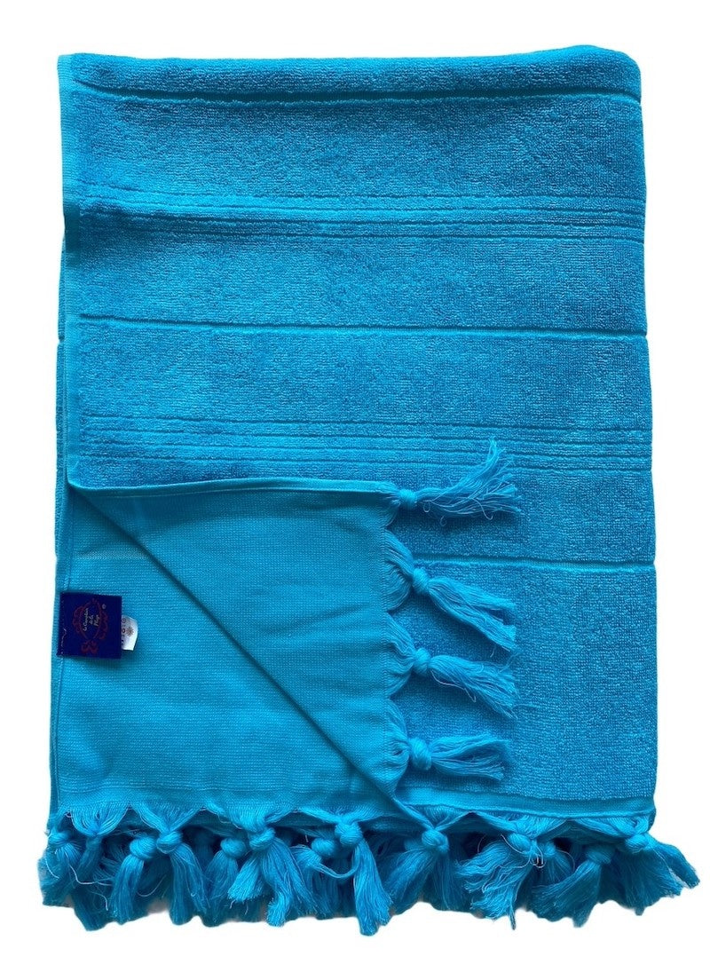 2-persoons hamamdoek met badstof blauw