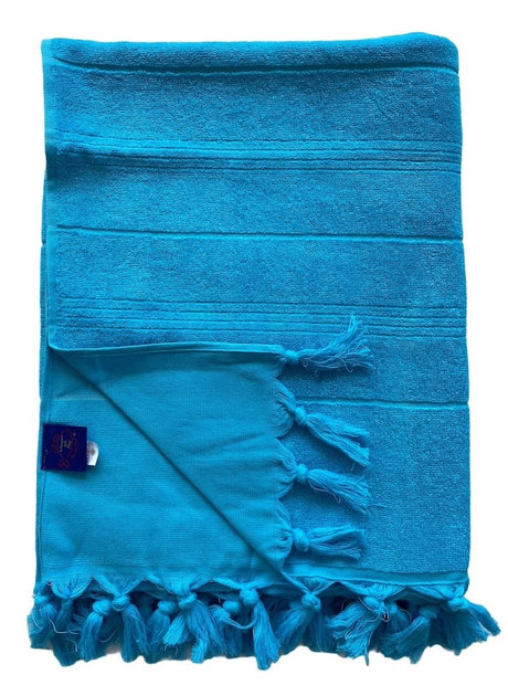 2-persoons hamamdoek met badstof blauw