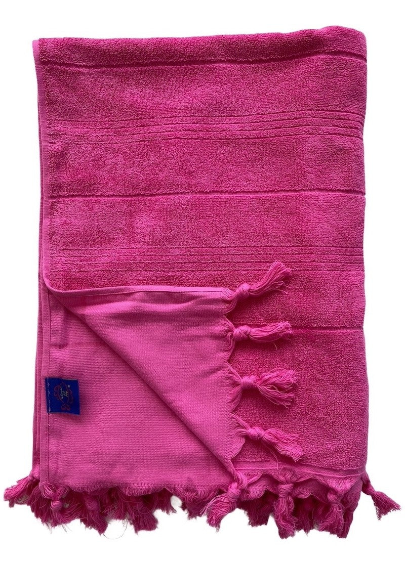 2-persoons hamamdoek met badstof fuchsia
