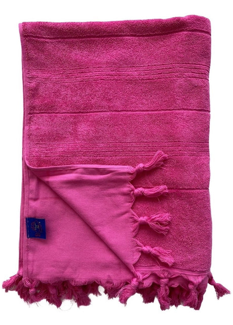 2-persoons hamamdoek met badstof fuchsia