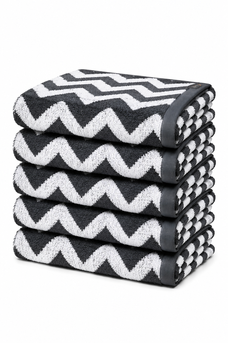 5 stuks badlakens zigzag antraciet