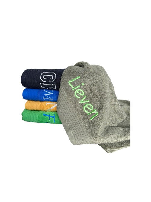 The One bath towel embroidery