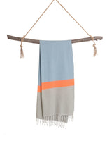 Neon hamamdoek blauw/grijs