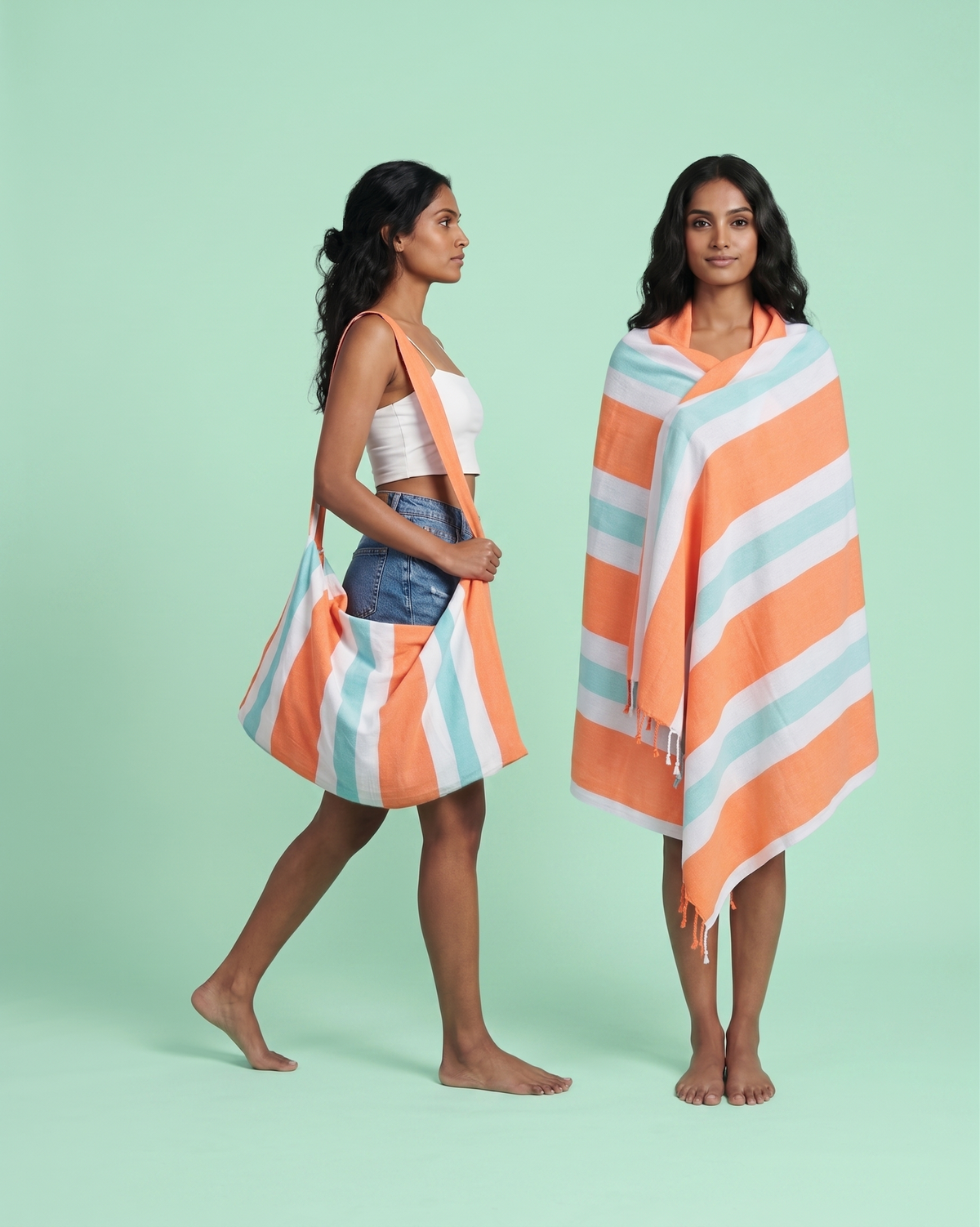 Coral Coast 2-in-1 hamamtas oranje/mint