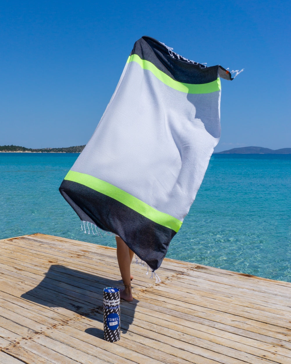 Neon hamamdoek zwart/grijs