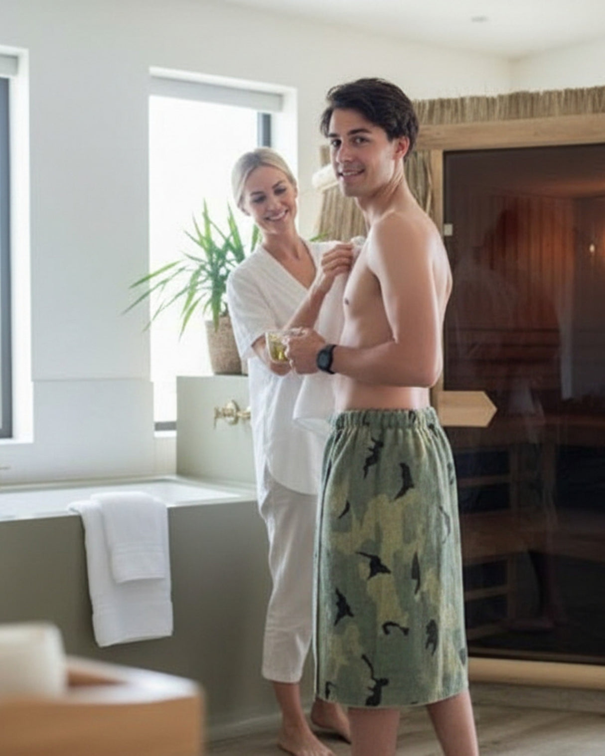 Sauna handdoek heren Camo