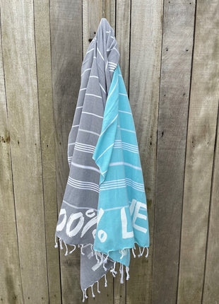 antraciet & aqua hamamdoek 100% love