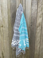 antraciet & aqua hamamdoek 100% love