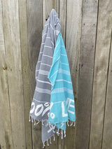 antraciet & aqua hamamdoek 100% love
