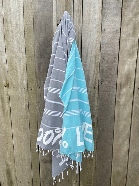 antraciet & aqua hamamdoek 100% love
