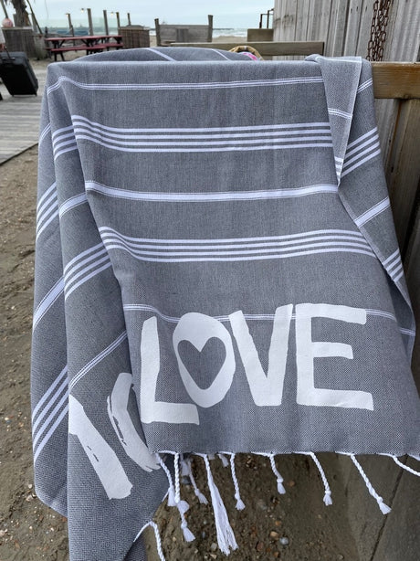 antraciet hamamdoek 100% love