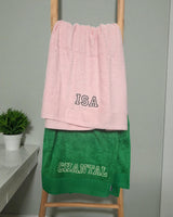 The One bath towel embroidery