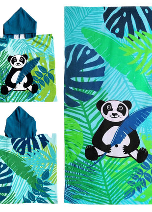 Badponcho + kinderstrandlaken Panda