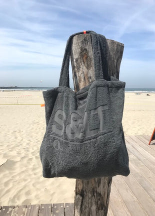 Badstof strandtas antraciet