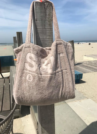 Badstof strandtas taupe