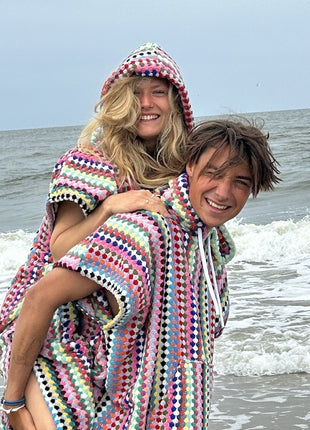 Badstof surfponcho met capuchon