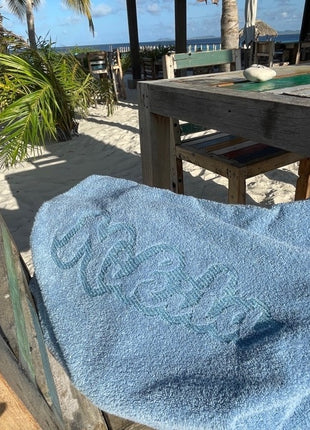 Denim strandtas met naam